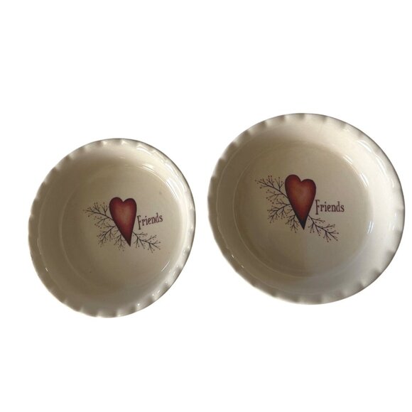 Nantucket "Friends" Cream Ceramic Bowls Set Of 2  Dishwasher Oven Microwave Safe - Picture 1 of 6